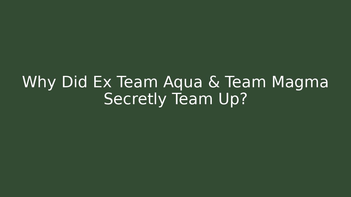 Why Did Ex Team Aqua & Team Magma Secretly Team Up?