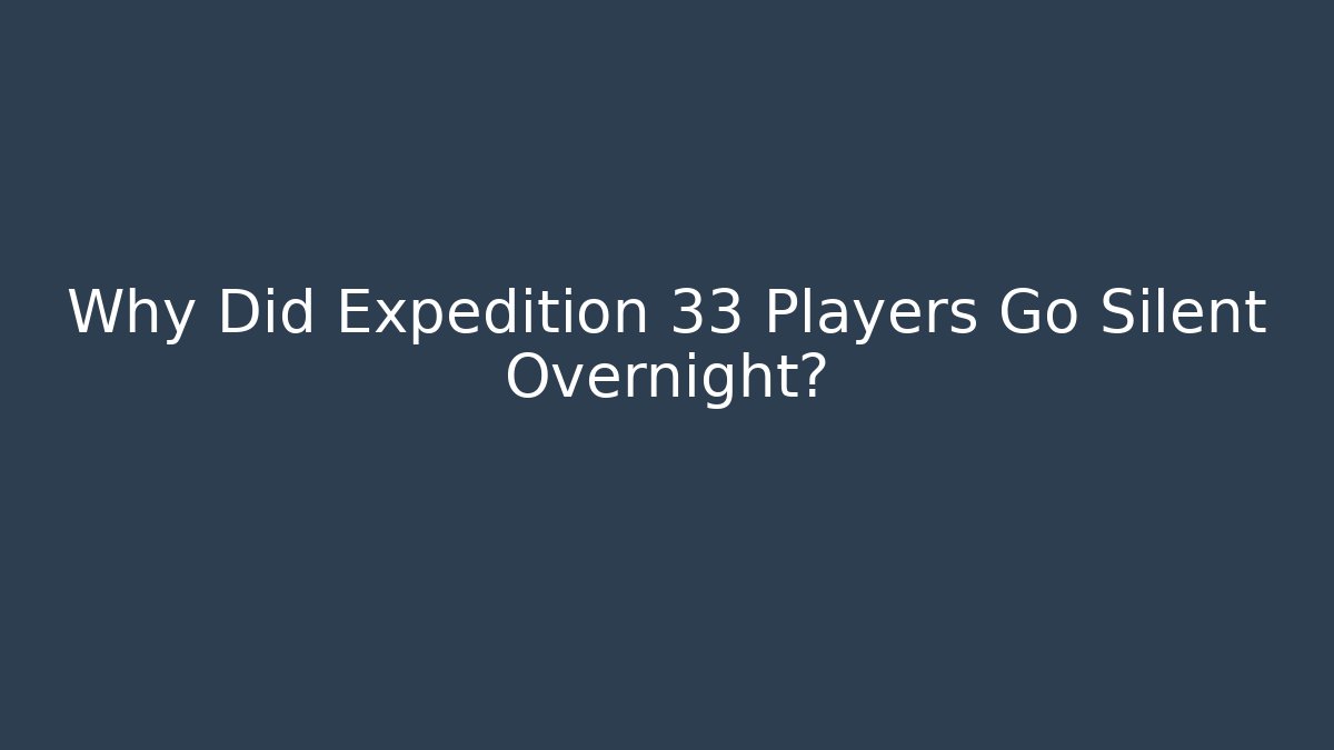 Why Did Expedition 33 Players Go Silent Overnight?