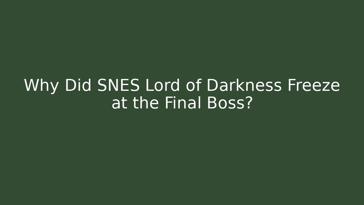 Why Did SNES Lord of Darkness Freeze at the Final Boss?