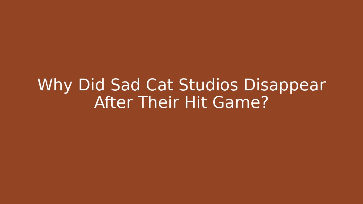 Why Did Sad Cat Studios Disappear After Their Hit Game?