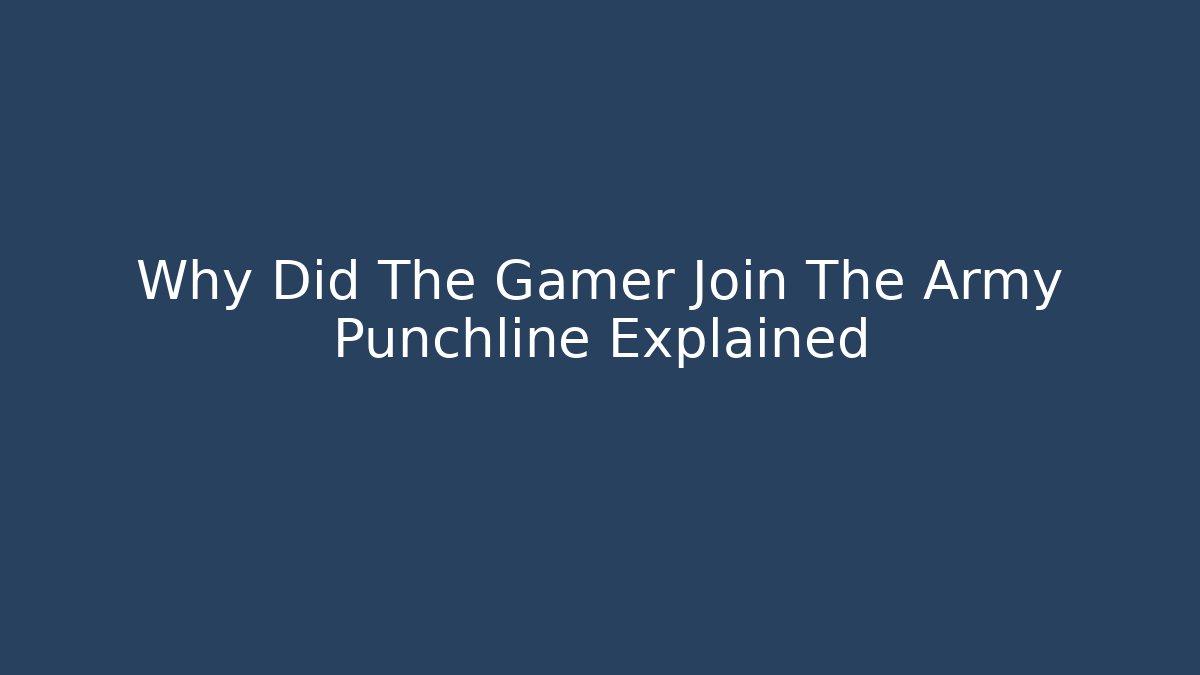 Why Did The Gamer Join The Army Punchline Explained