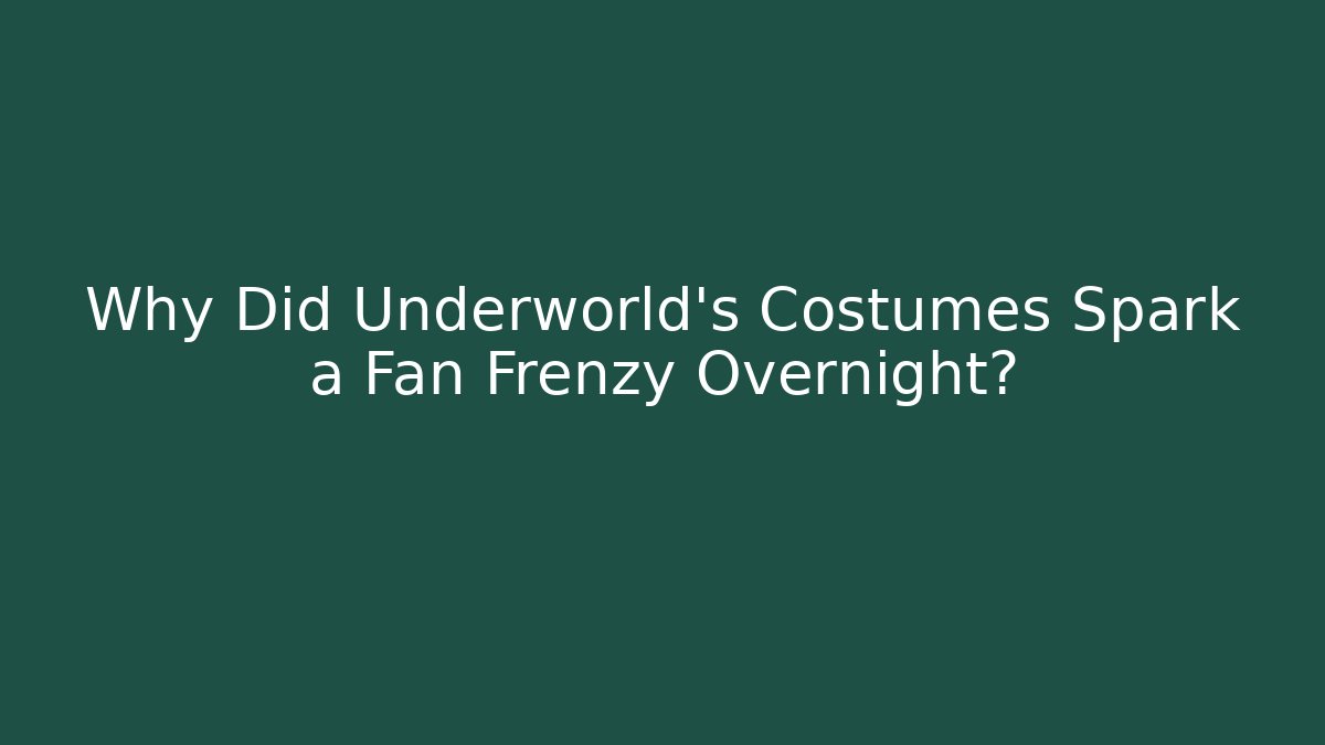 Why Did Underworld’s Costumes Spark a Fan Frenzy Overnight?