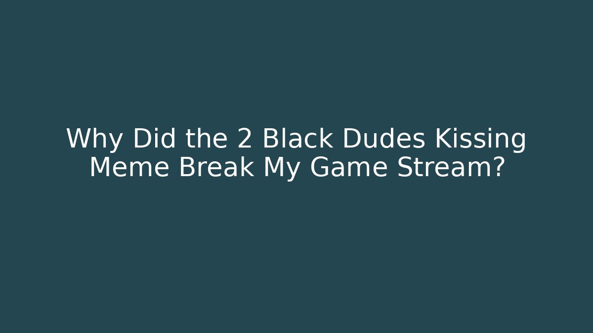 Why Did the 2 Black Dudes Kissing Meme Break My Game Stream?