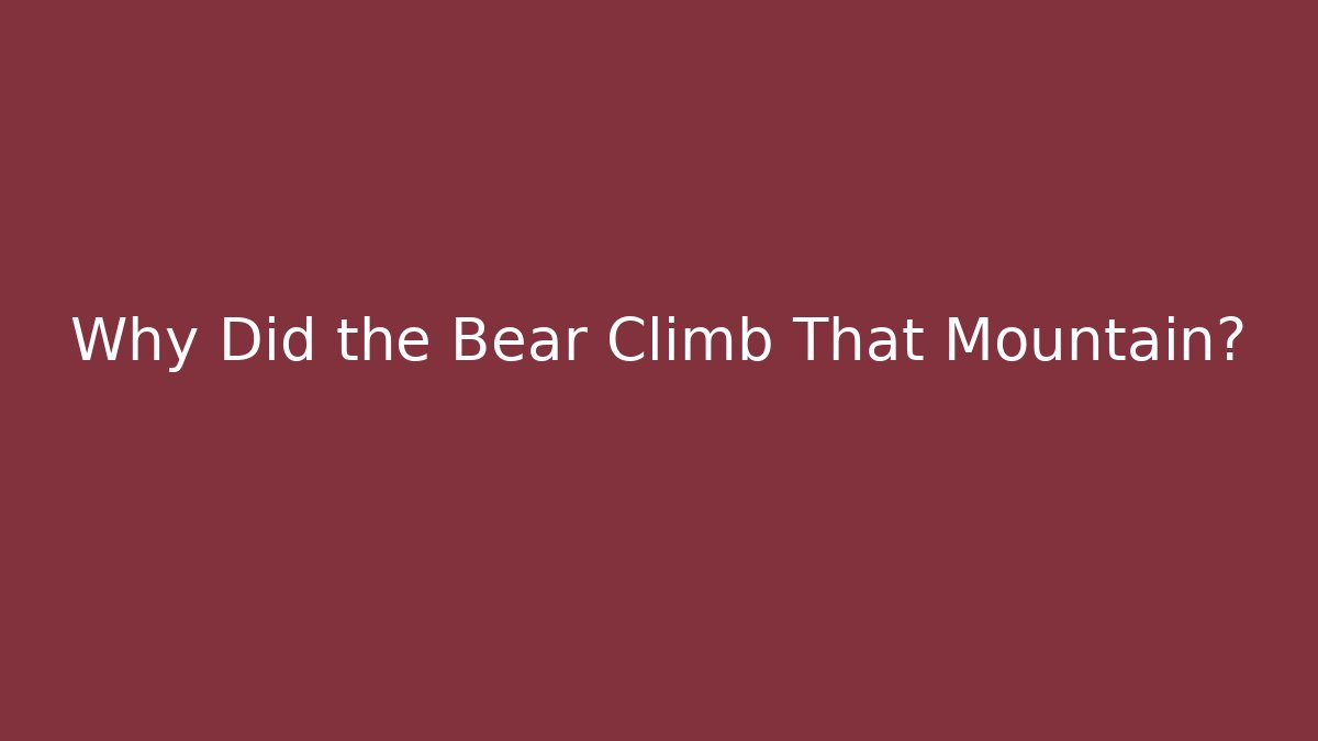 Why Did the Bear Climb That Mountain?