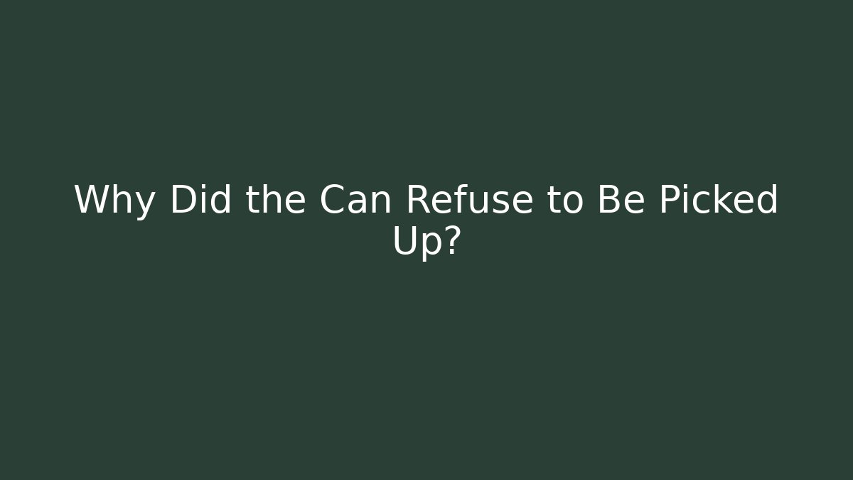 Why Did the Can Refuse to Be Picked Up?