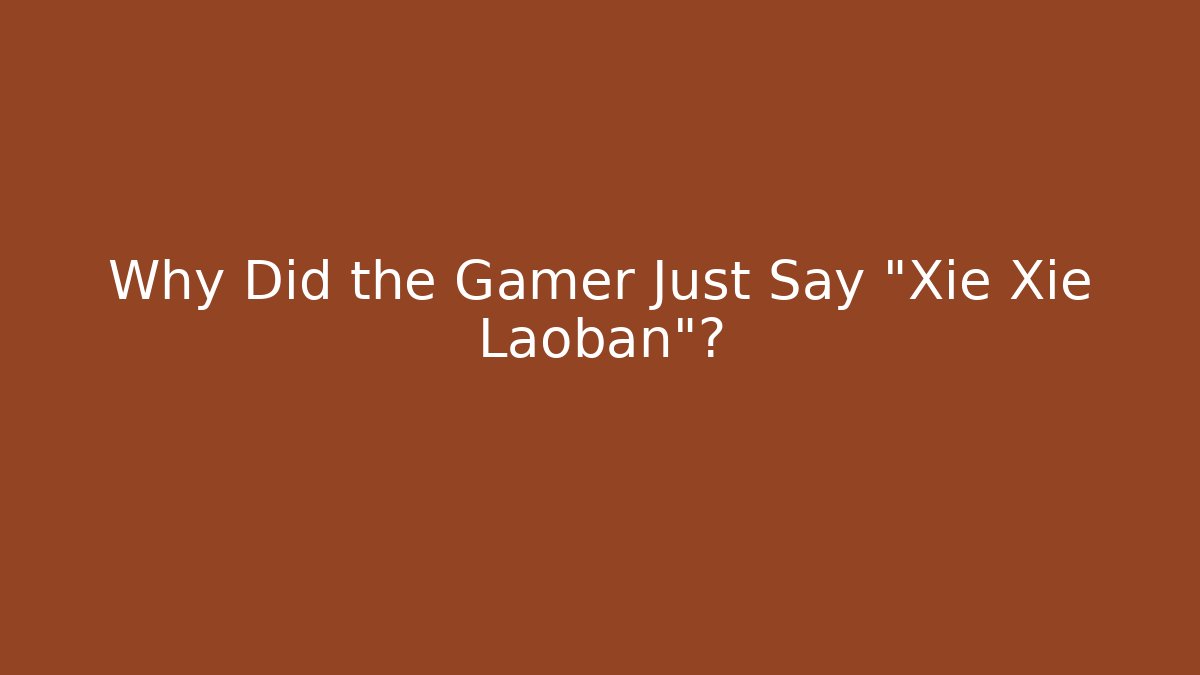 Why Did the Gamer Just Say “Xie Xie Laoban”?