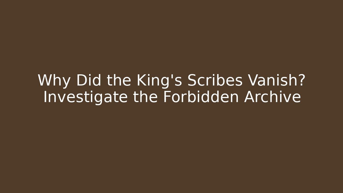 Why Did the King's Scribes Vanish? Investigate the Forbidden Archive