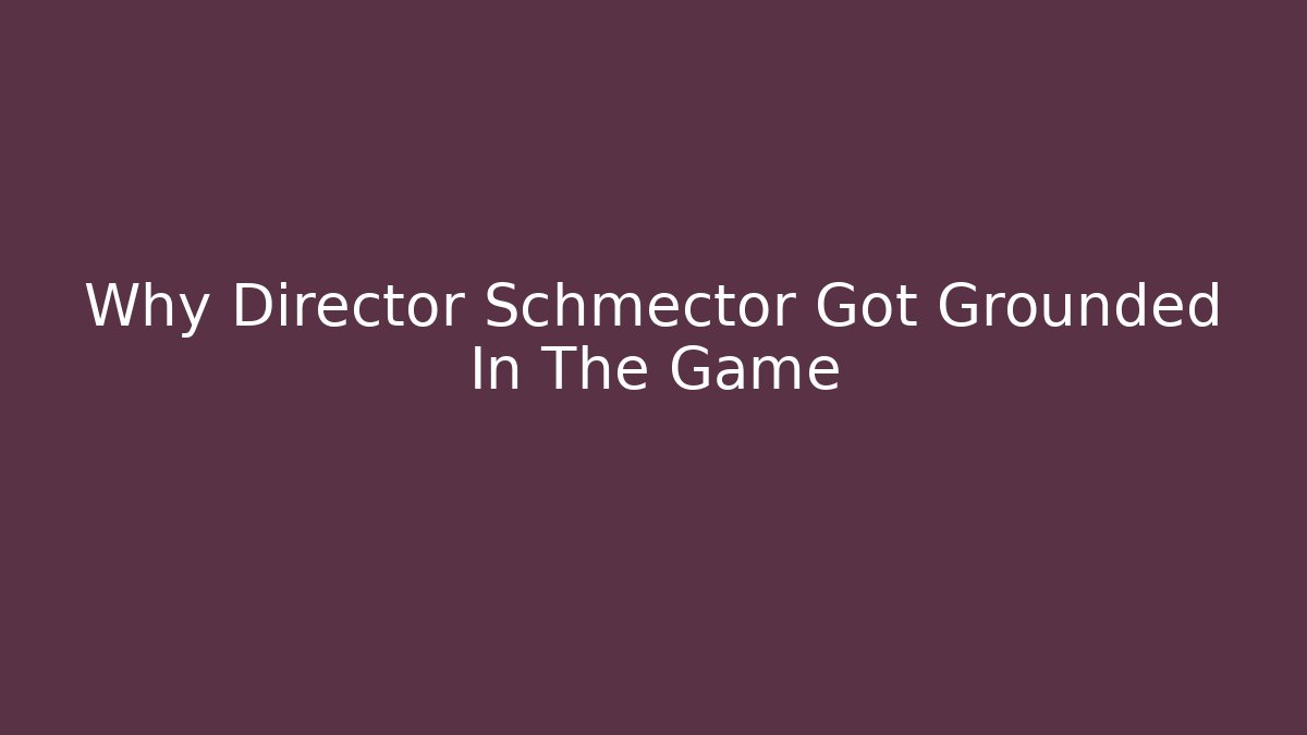 Why Director Schmector Got Grounded In The Game