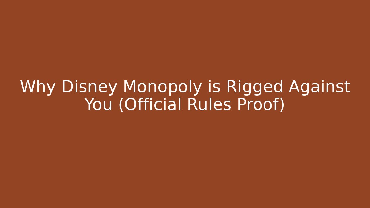 Why Disney Monopoly is Rigged Against You (Official Rules Proof) - Critter Realm