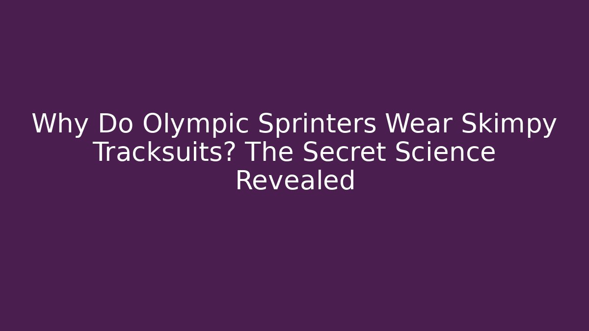 Why Do Olympic Sprinters Wear Skimpy Tracksuits? The Secret Science Revealed