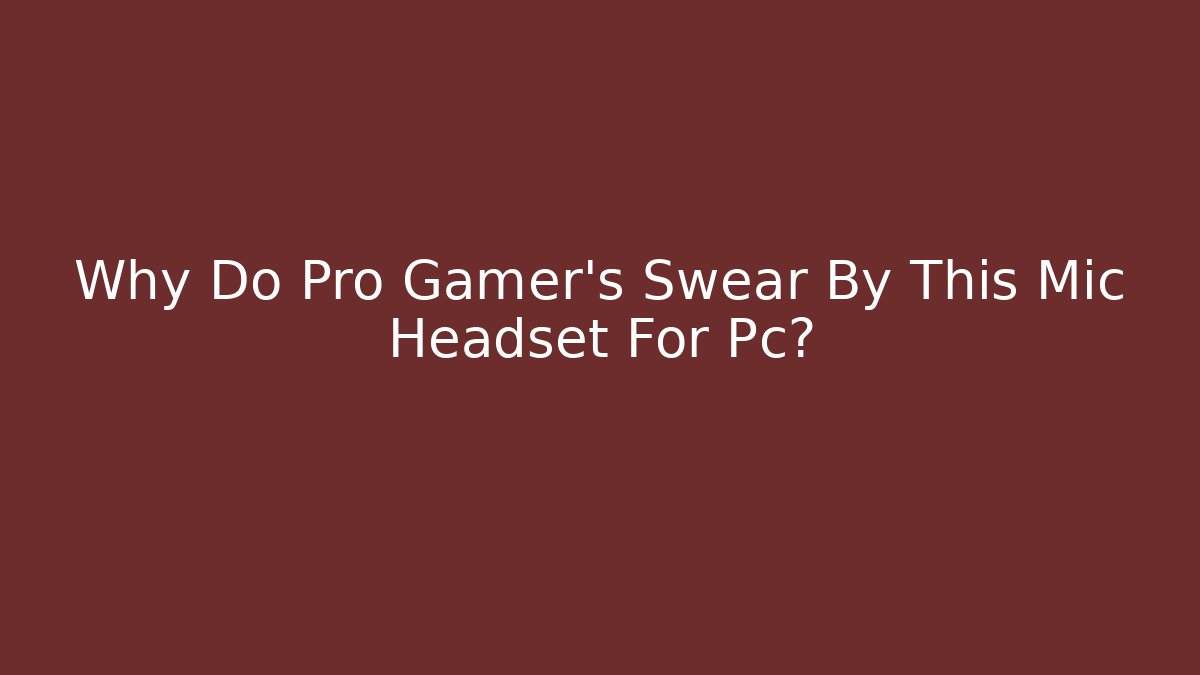 Why Do Pro Gamer’s Swear By This Mic Headset For Pc?
