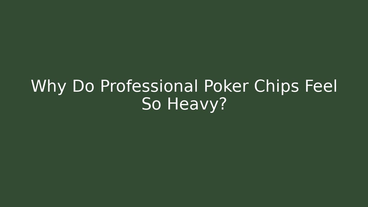 Why Do Professional Poker Chips Feel So Heavy?