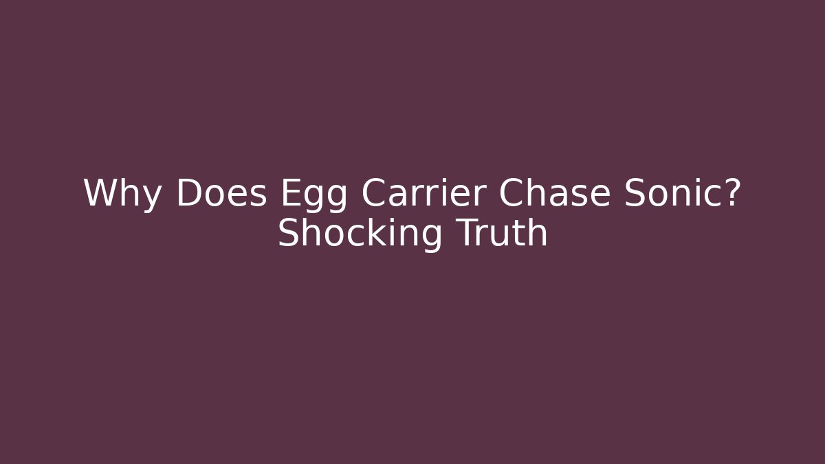 Why Does Egg Carrier Chase Sonic? Shocking Truth