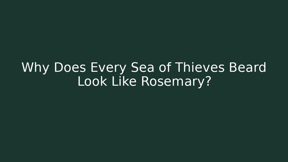 Why Does Every Sea of Thieves Beard Look Like Rosemary?