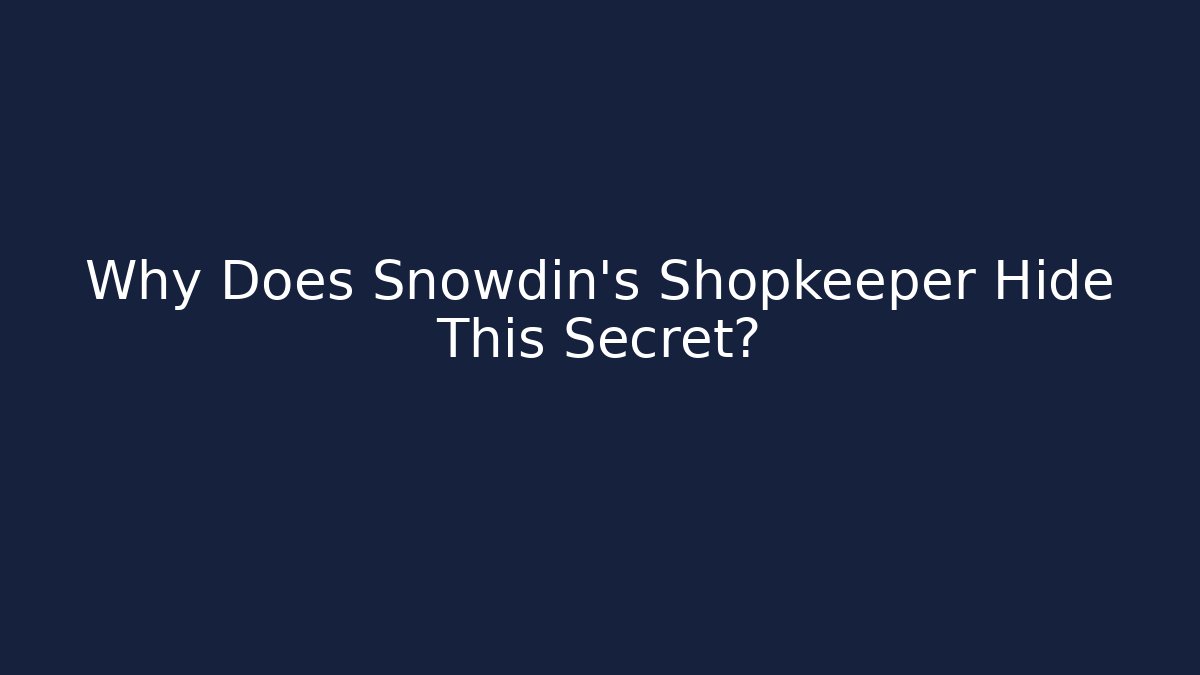 Why Does Snowdin's Shopkeeper Hide This Secret? - Critter Realm