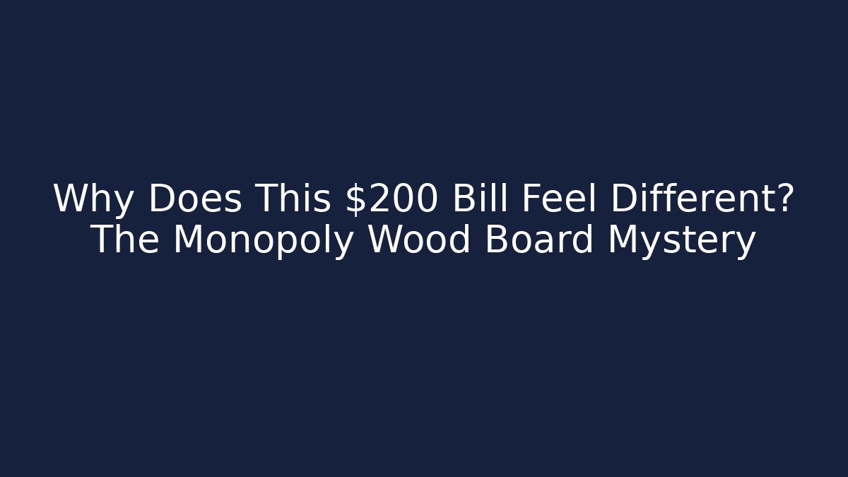 Why Does This $200 Bill Feel Different? The Monopoly Wood Board Mystery