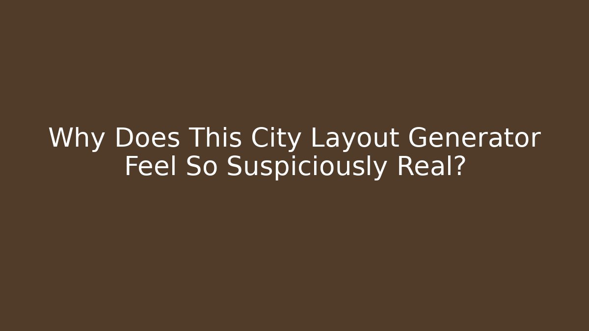 Why Does This City Layout Generator Feel So Suspiciously Real?