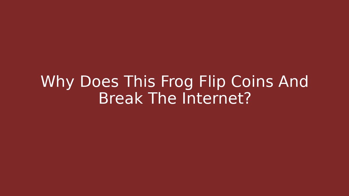 Why Does This Frog Flip Coins And Break The Internet?