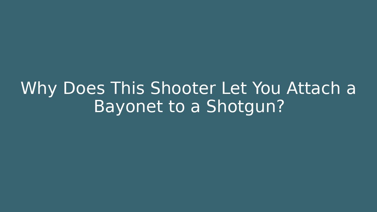 Why Does This Shooter Let You Attach a Bayonet to a Shotgun?