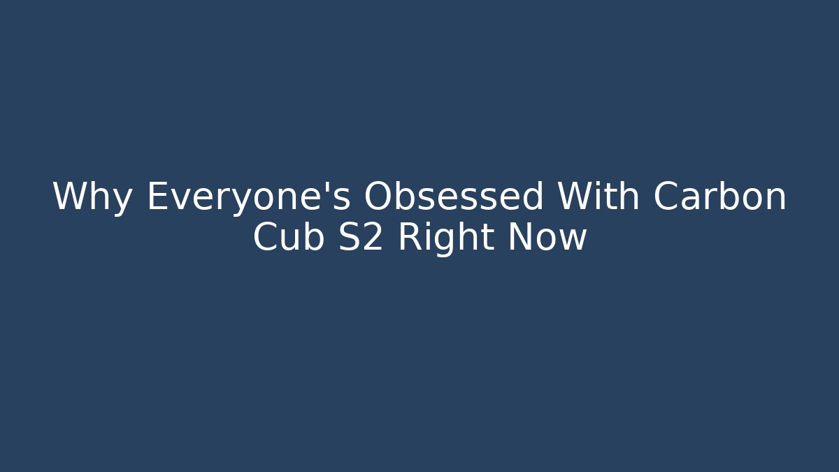 Why Everyone's Obsessed With Carbon Cub S2 Right Now