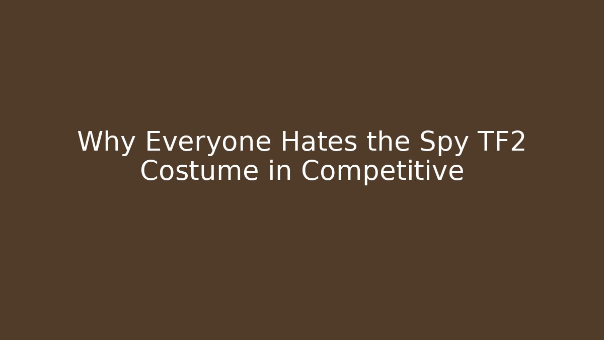 Why Everyone Hates the Spy TF2 Costume in Competitive