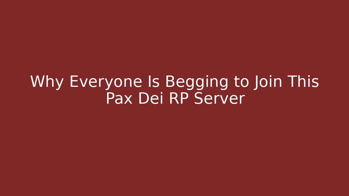 Why Everyone Is Begging to Join This Pax Dei RP Server