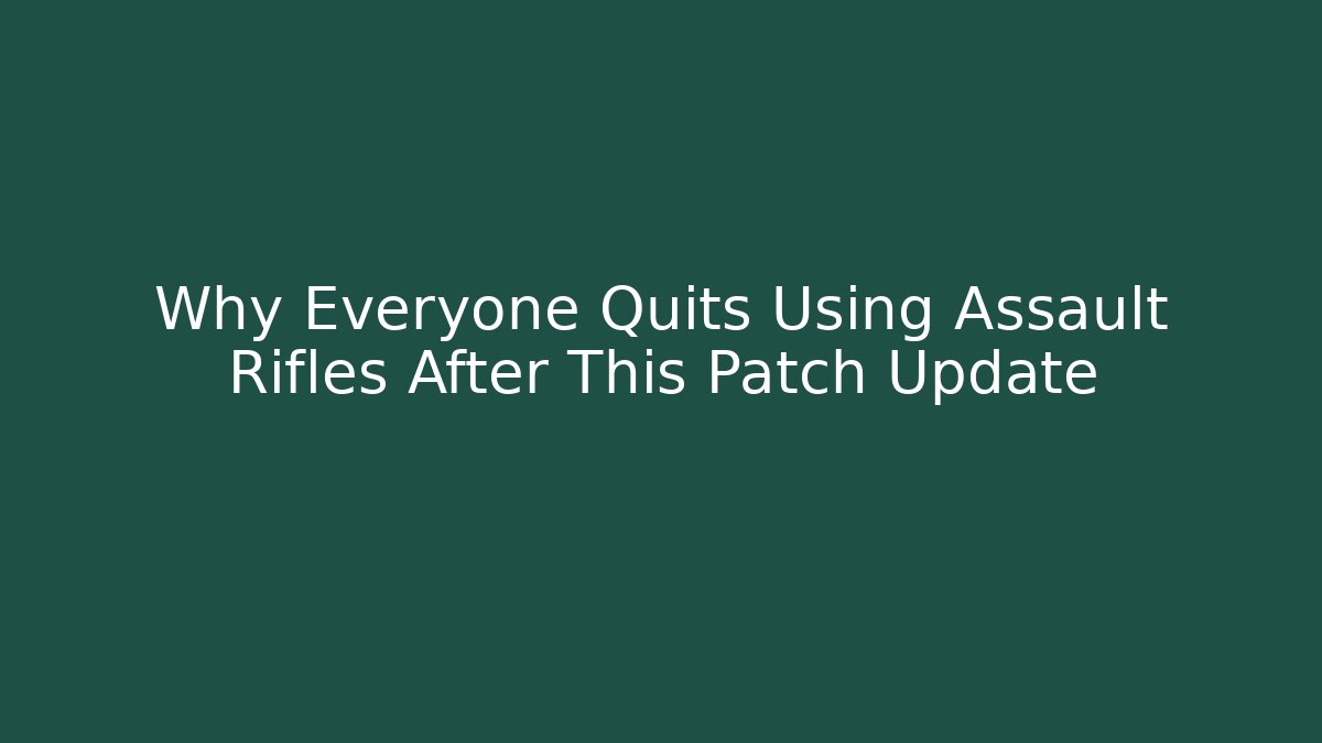 Why Everyone Quits Using Assault Rifles After This Patch Update - Critter Realm