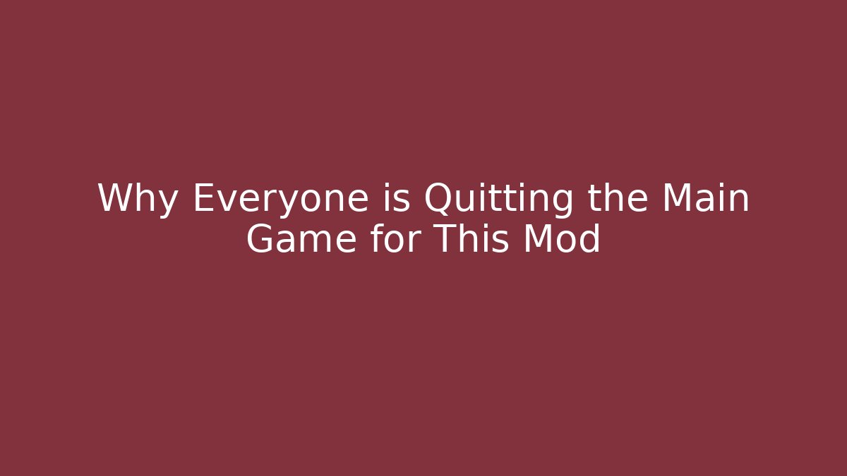 Why Everyone is Quitting the Main Game for This Mod - Critter Realm