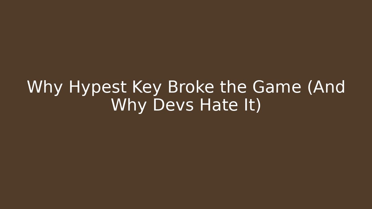 Why Hypest Key Broke the Game (And Why Devs Hate It)