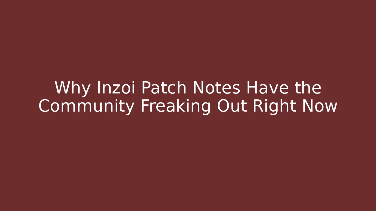 Why Inzoi Patch Notes Have the Community Freaking Out Right Now - Critter Realm