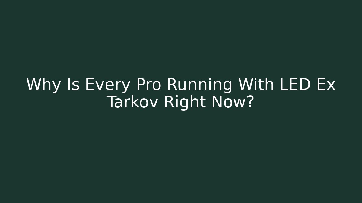 Why Is Every Pro Running With LED Ex Tarkov Right Now? - Critter Realm