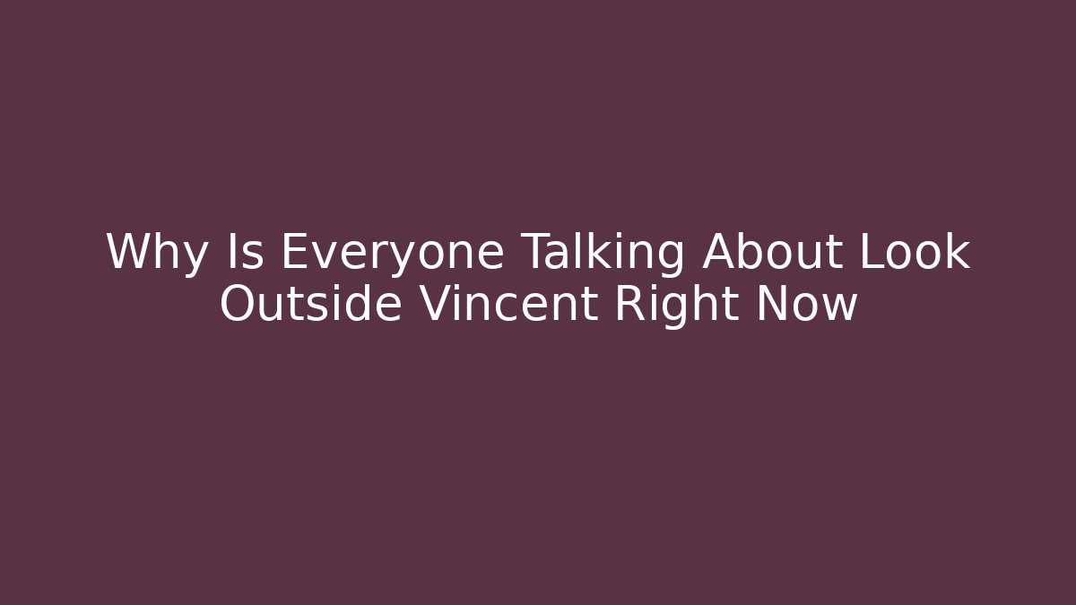 Why Is Everyone Talking About Look Outside Vincent Right Now