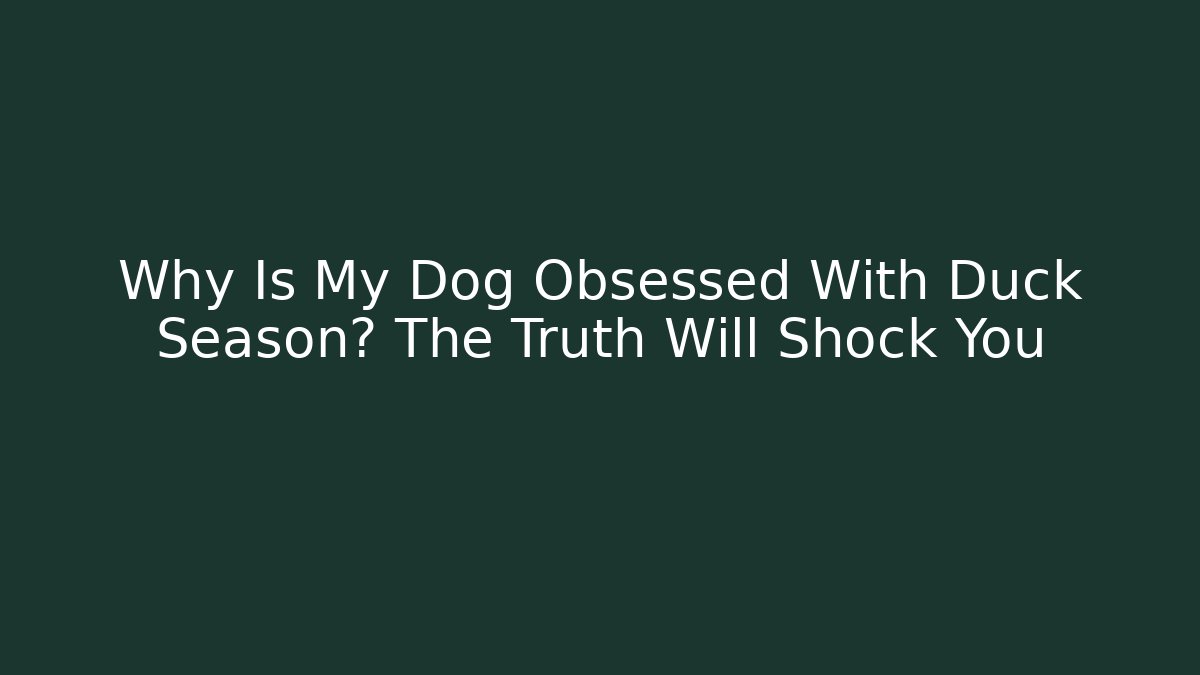 Why Is My Dog Obsessed With Duck Season? The Truth Will Shock You