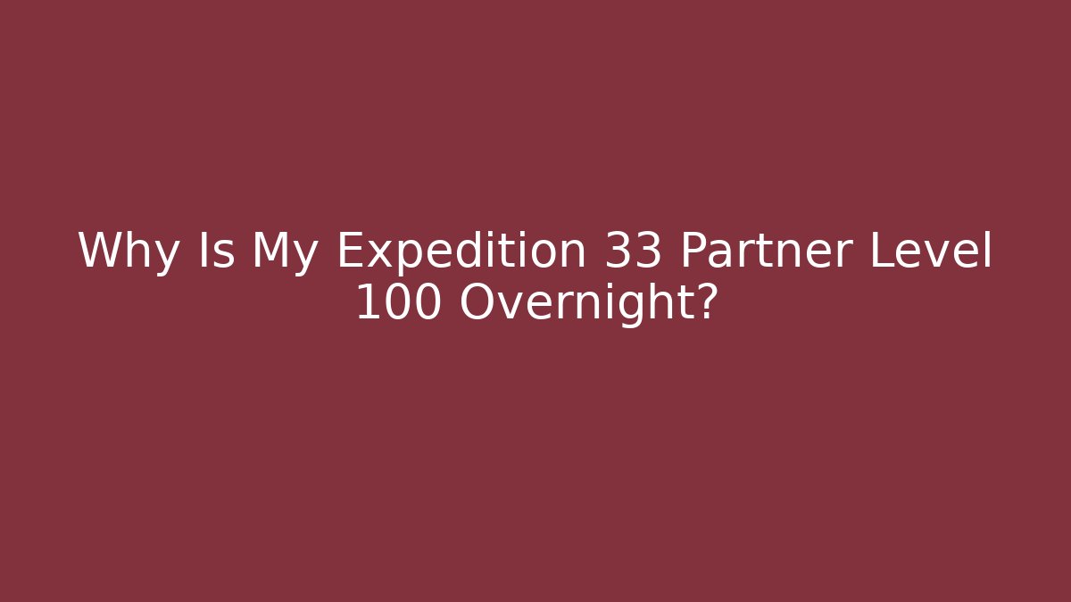 Why Is My Expedition 33 Partner Level 100 Overnight?