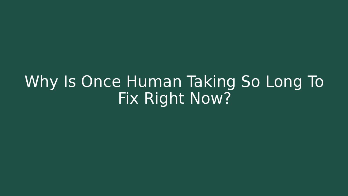 Why Is Once Human Taking So Long To Fix Right Now? - Critter Realm