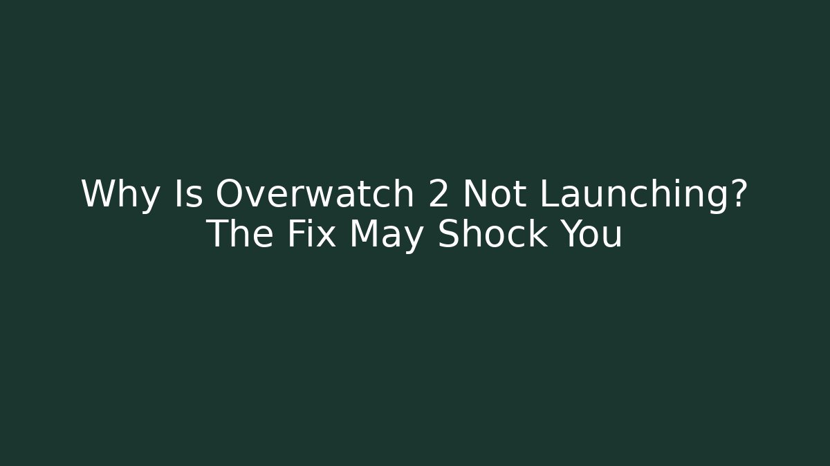 Why Is Overwatch 2 Not Launching? The Fix May Shock You