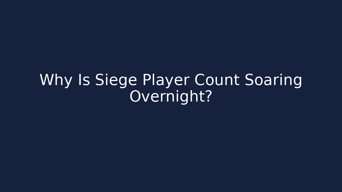 Why Is Siege Player Count Soaring Overnight?