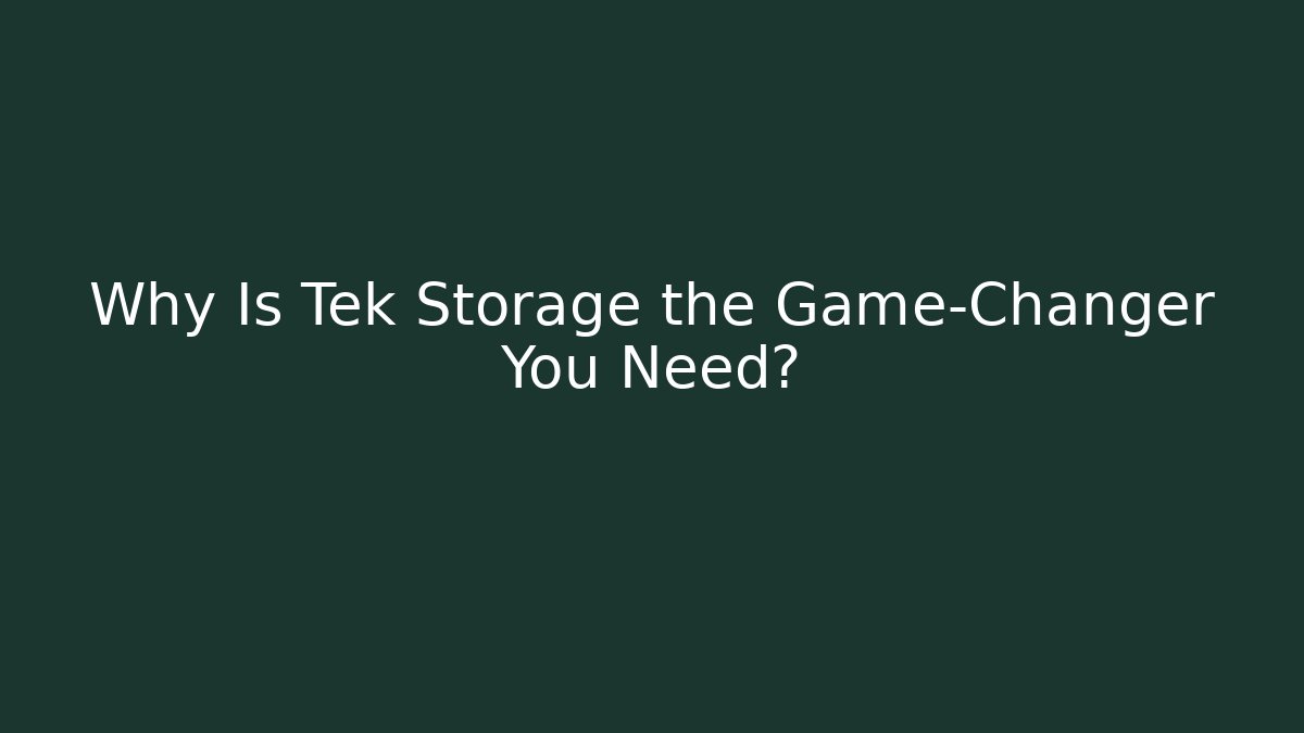 Why Is Tek Storage the Game-Changer You Need?