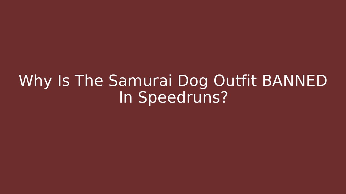 Why Is The Samurai Dog Outfit BANNED In Speedruns?