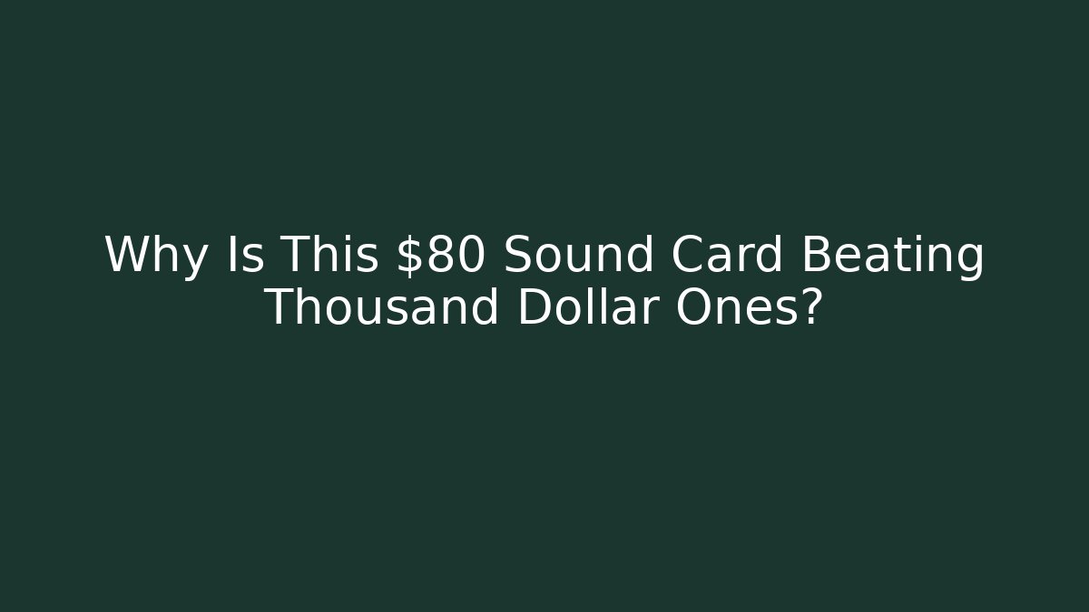Why Is This $80 Sound Card Beating Thousand Dollar Ones? - Critter Realm