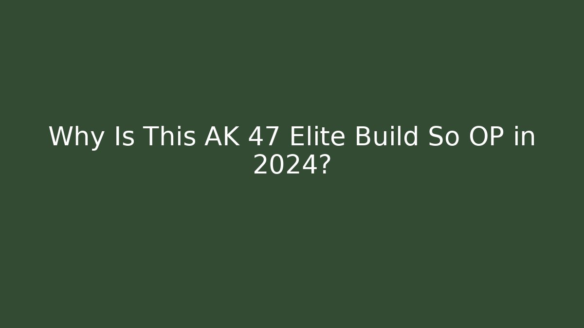 Why Is This AK 47 Elite Build So OP in 2024?