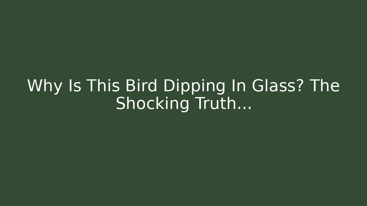 Why Is This Bird Dipping In Glass? The Shocking Truth…