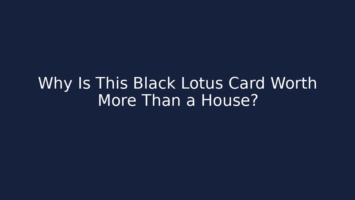 Why Is This Black Lotus Card Worth More Than a House?