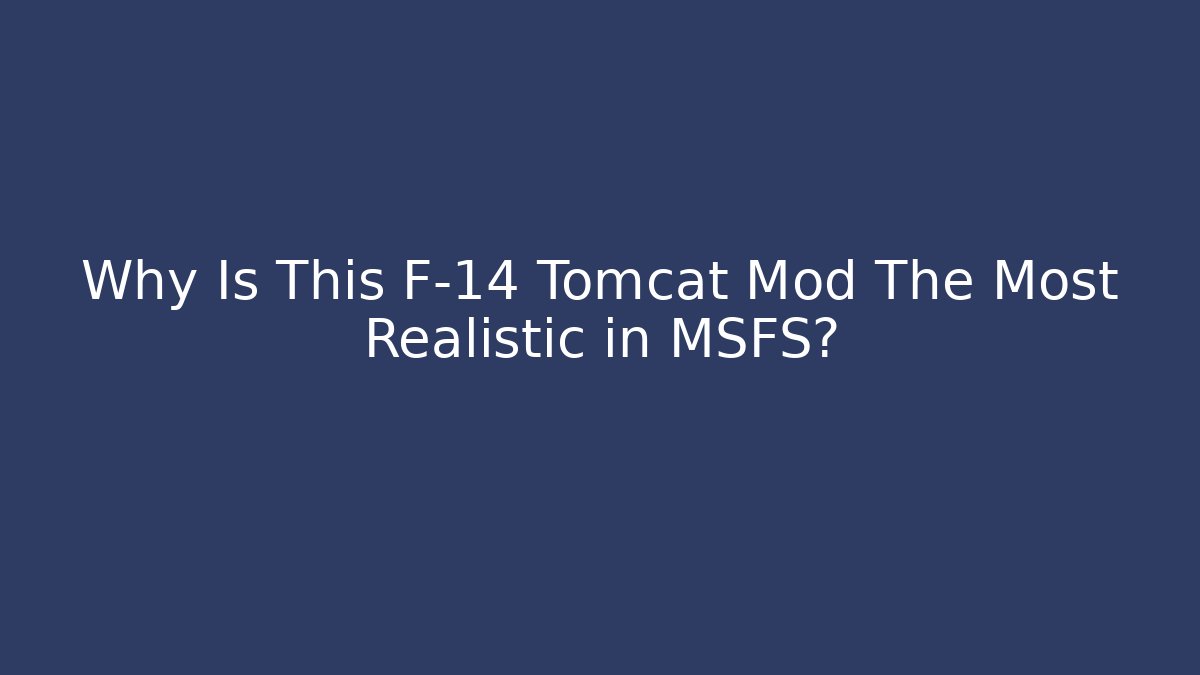Why Is This F-14 Tomcat Mod The Most Realistic in MSFS?