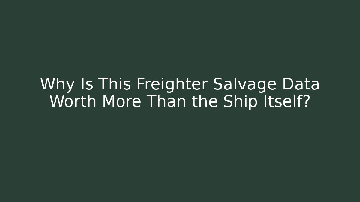 Why Is This Freighter Salvage Data Worth More Than the Ship Itself?