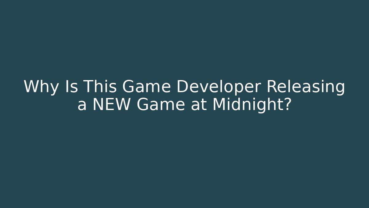 Why Is This Game Developer Releasing a NEW Game at Midnight? - Critter Realm