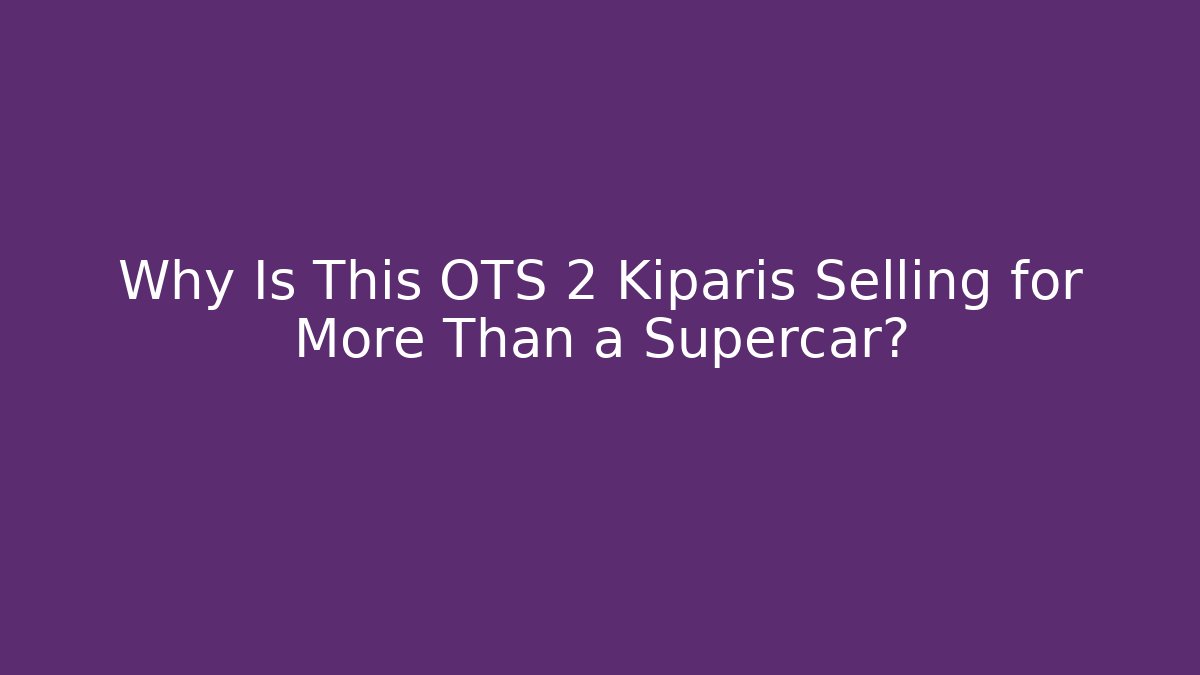 Why Is This OTS 2 Kiparis Selling for More Than a Supercar?
