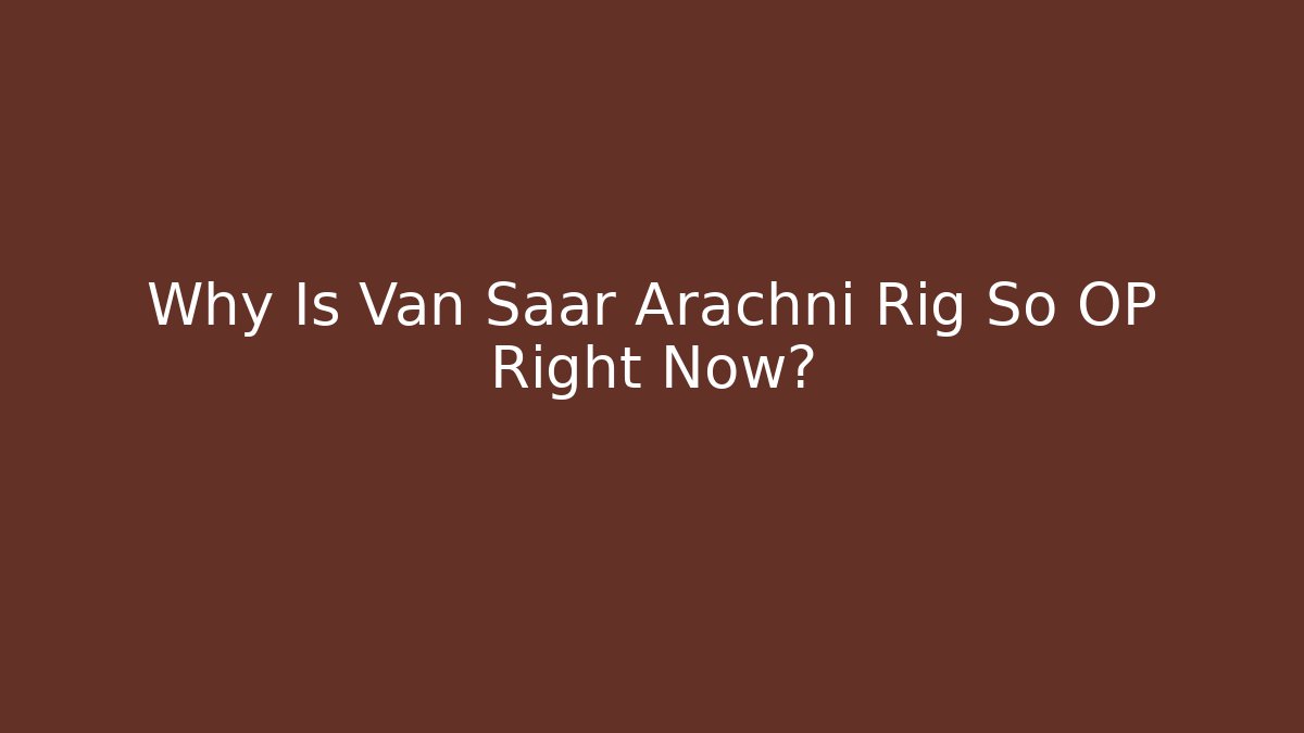 Why Is Van Saar Arachni Rig So OP Right Now?