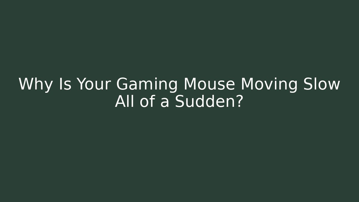 Why Is Your Gaming Mouse Moving Slow All of a Sudden? - Critter Realm