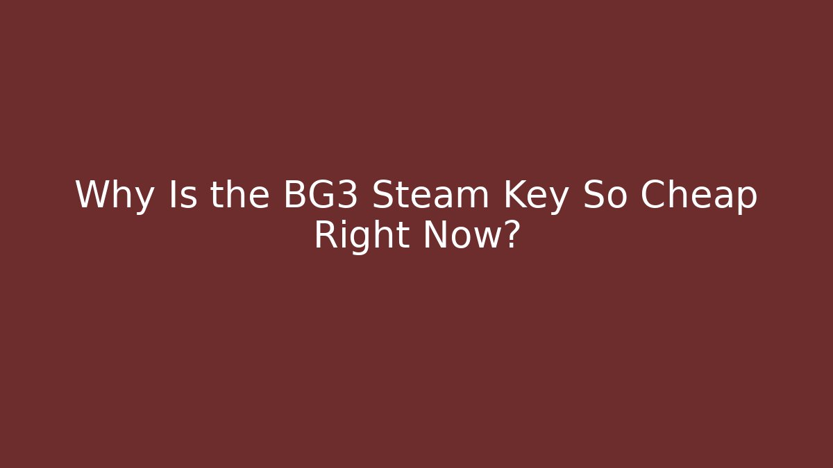 Why Is the BG3 Steam Key So Cheap Right Now?